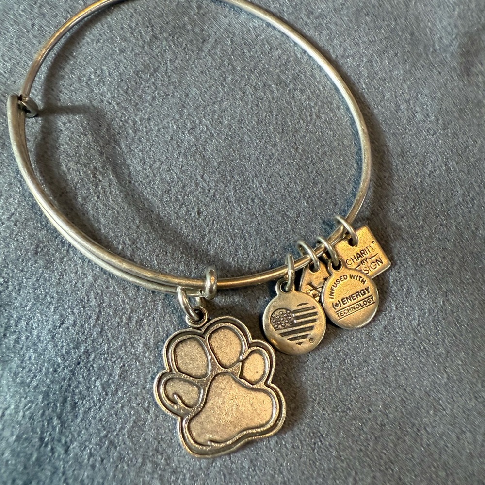 Alex and Ani Silver Paw Print Charm Bracelet